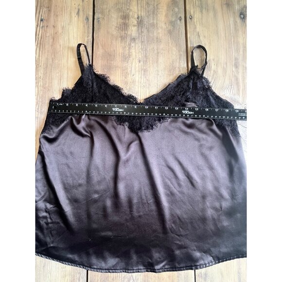 Rue 21 Satin Lace Camisole Tank Top Womens L Black Satin Spaghetti Strap Y2K - Picture 5 of 6